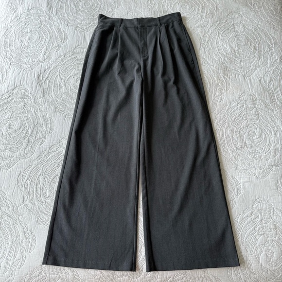 Abercrombie & Fitch Sloane Charcoal Herringbone Wide Leg Pants - Picture 2 of 9